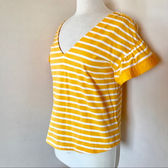 A new day women burnt orange and gold stripe top 3//4 sleeve large NWT